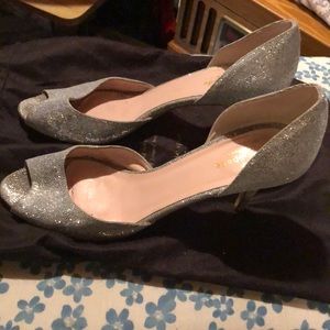 Kate Spade silver sparkle shoes.